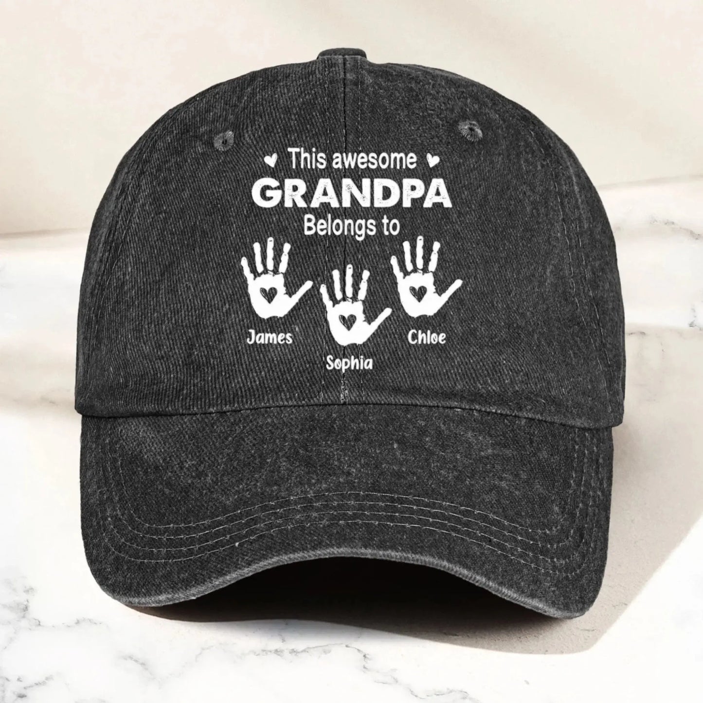This Awesome Grandpa Belongs To – Custom Washed Vintage Denim Cap – Gift for Dad, Papa, Grandfather  Ezcustomize