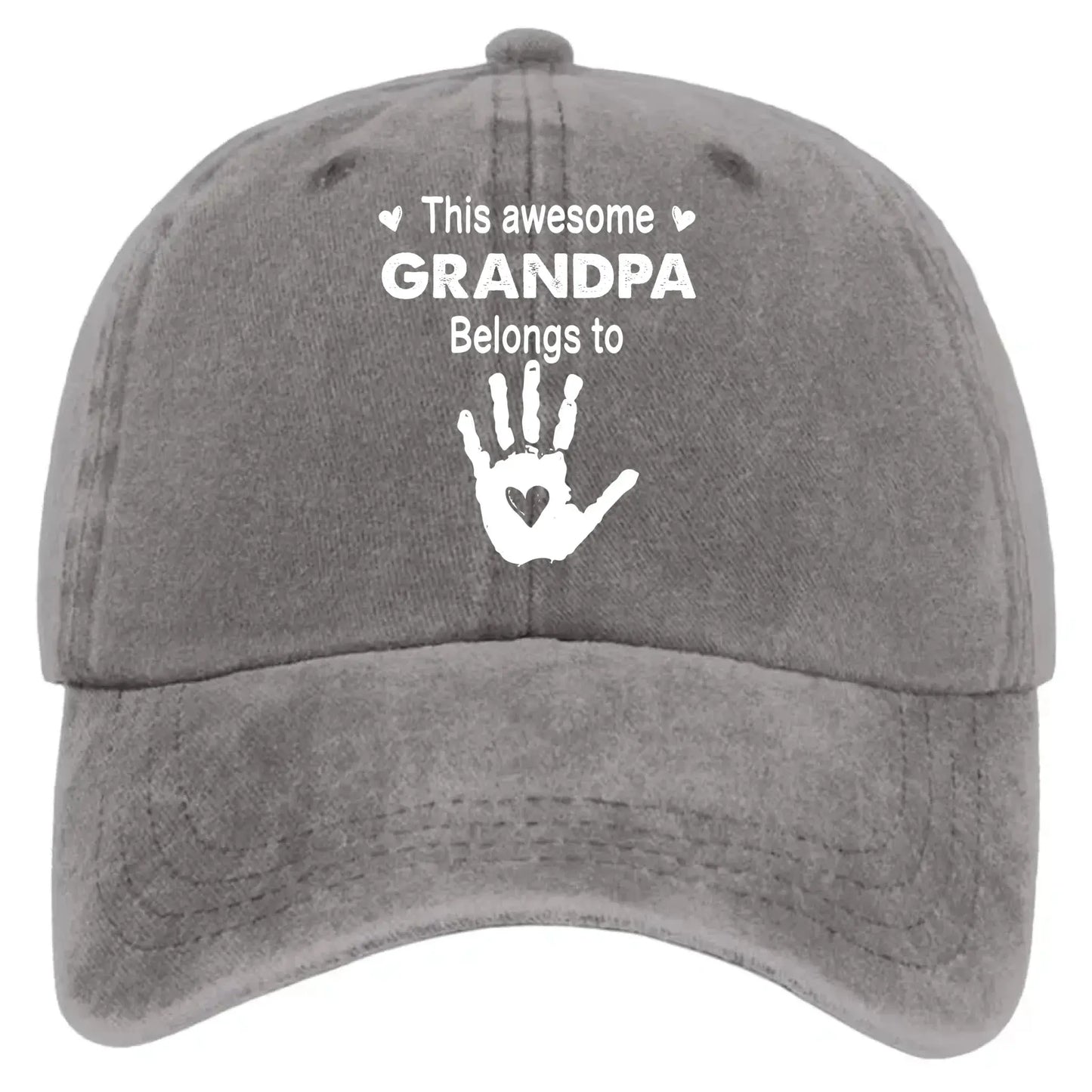 This Awesome Grandpa Belongs To – Custom Washed Vintage Denim Cap – Gift for Dad, Papa, Grandfather  Ezcustomize