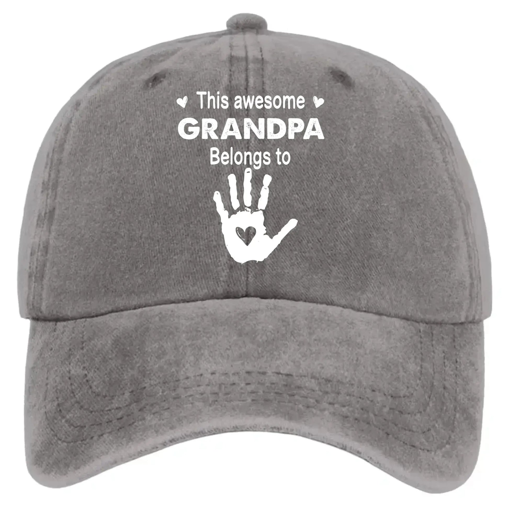 This Awesome Grandpa Belongs To – Custom Washed Vintage Denim Cap – Gift for Dad, Papa, Grandfather  Ezcustomize