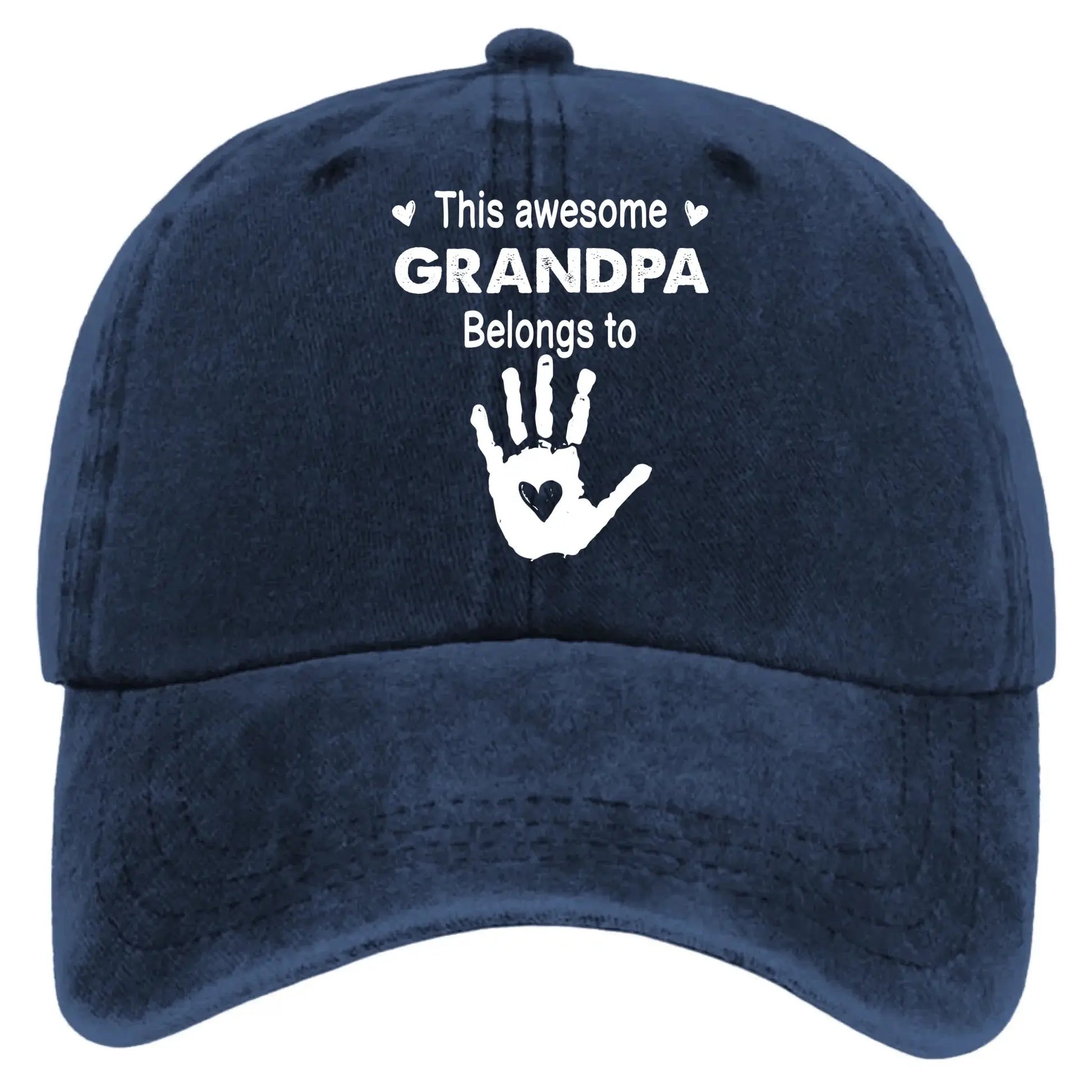 This Awesome Grandpa Belongs To – Custom Washed Vintage Denim Cap – Gift for Dad, Papa, Grandfather  Ezcustomize