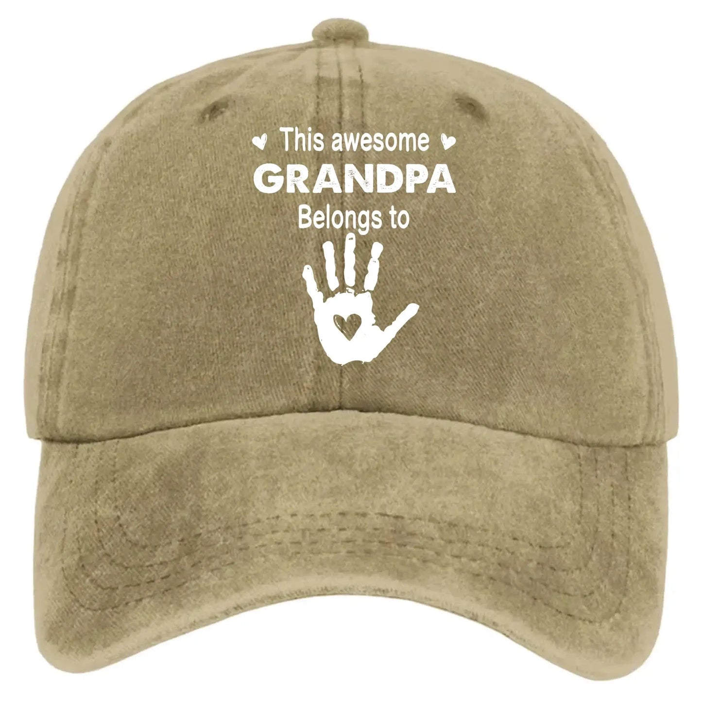 This Awesome Grandpa Belongs To – Custom Washed Vintage Denim Cap – Gift for Dad, Papa, Grandfather  Ezcustomize