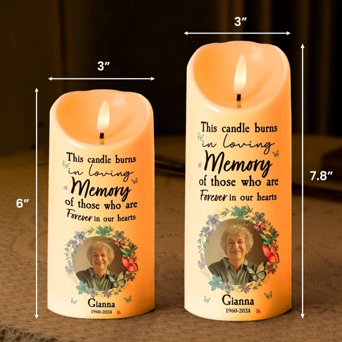 This Candle Burns In Loving Memory Of Those Forever In Our Hearts - Personalized Photo LED Candle - Gift for Grieving, Loss of Loved One  Ezcustomize