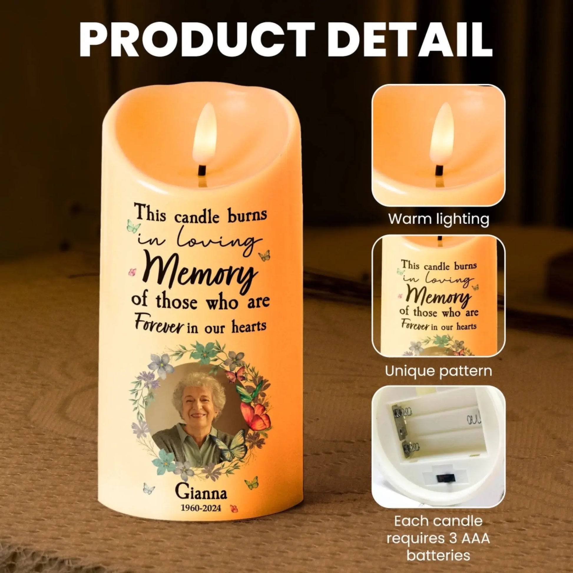 This Candle Burns In Loving Memory Of Those Forever In Our Hearts - Personalized Photo LED Candle - Gift for Grieving, Loss of Loved One  Ezcustomize