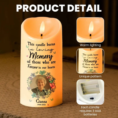 This Candle Burns In Loving Memory Of Those Forever In Our Hearts - Personalized Photo LED Candle - Gift for Grieving, Loss of Loved One  Ezcustomize