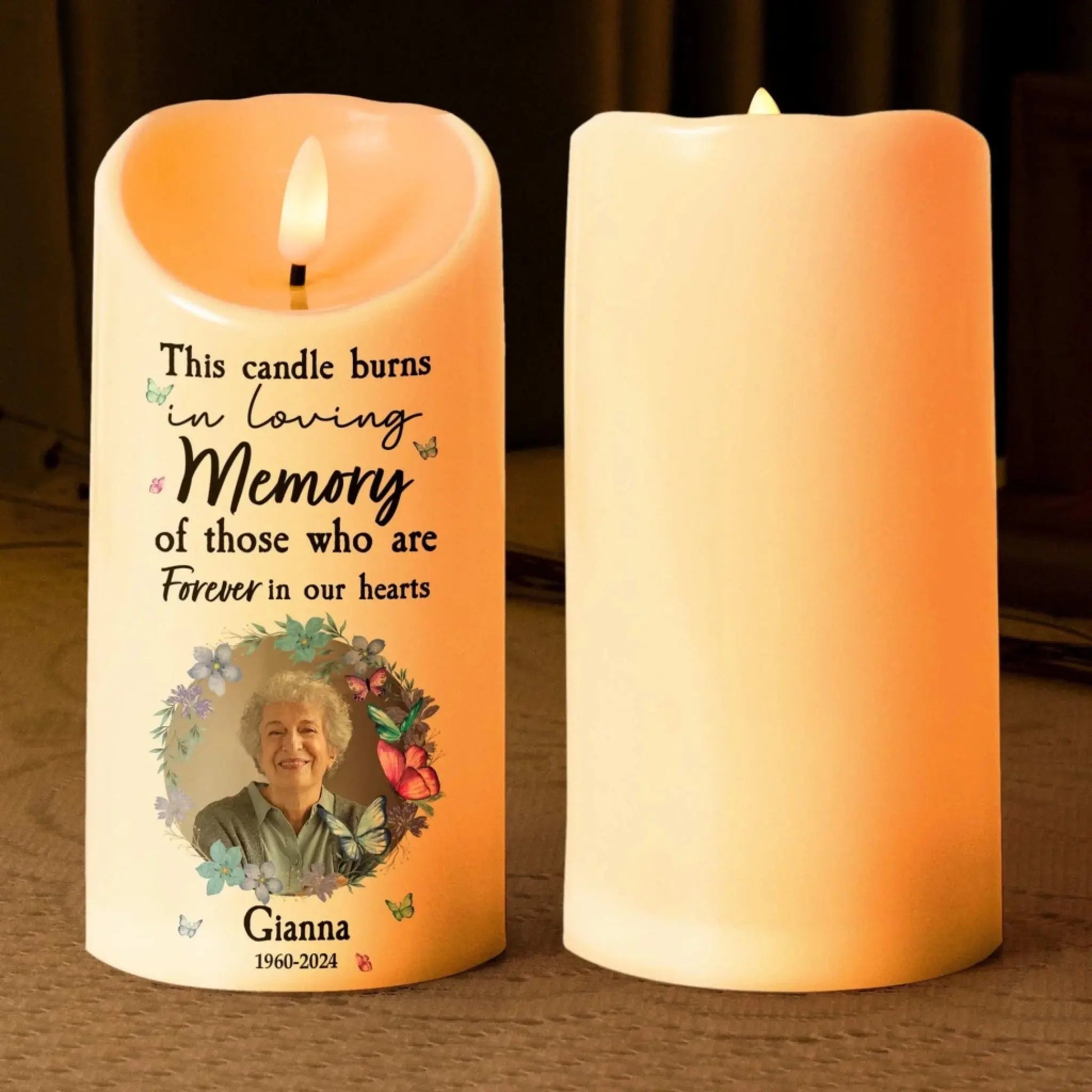 This Candle Burns In Loving Memory Of Those Forever In Our Hearts - Personalized Photo LED Candle - Gift for Grieving, Loss of Loved One  Ezcustomize