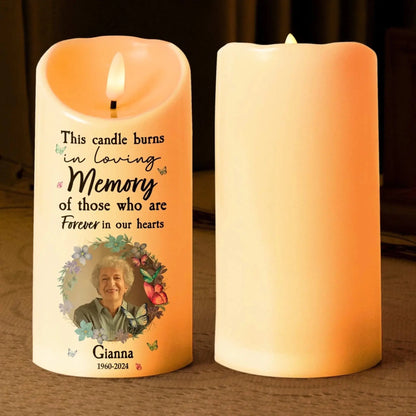 This Candle Burns In Loving Memory Of Those Forever In Our Hearts - Personalized Photo LED Candle - Gift for Grieving, Loss of Loved One  Ezcustomize