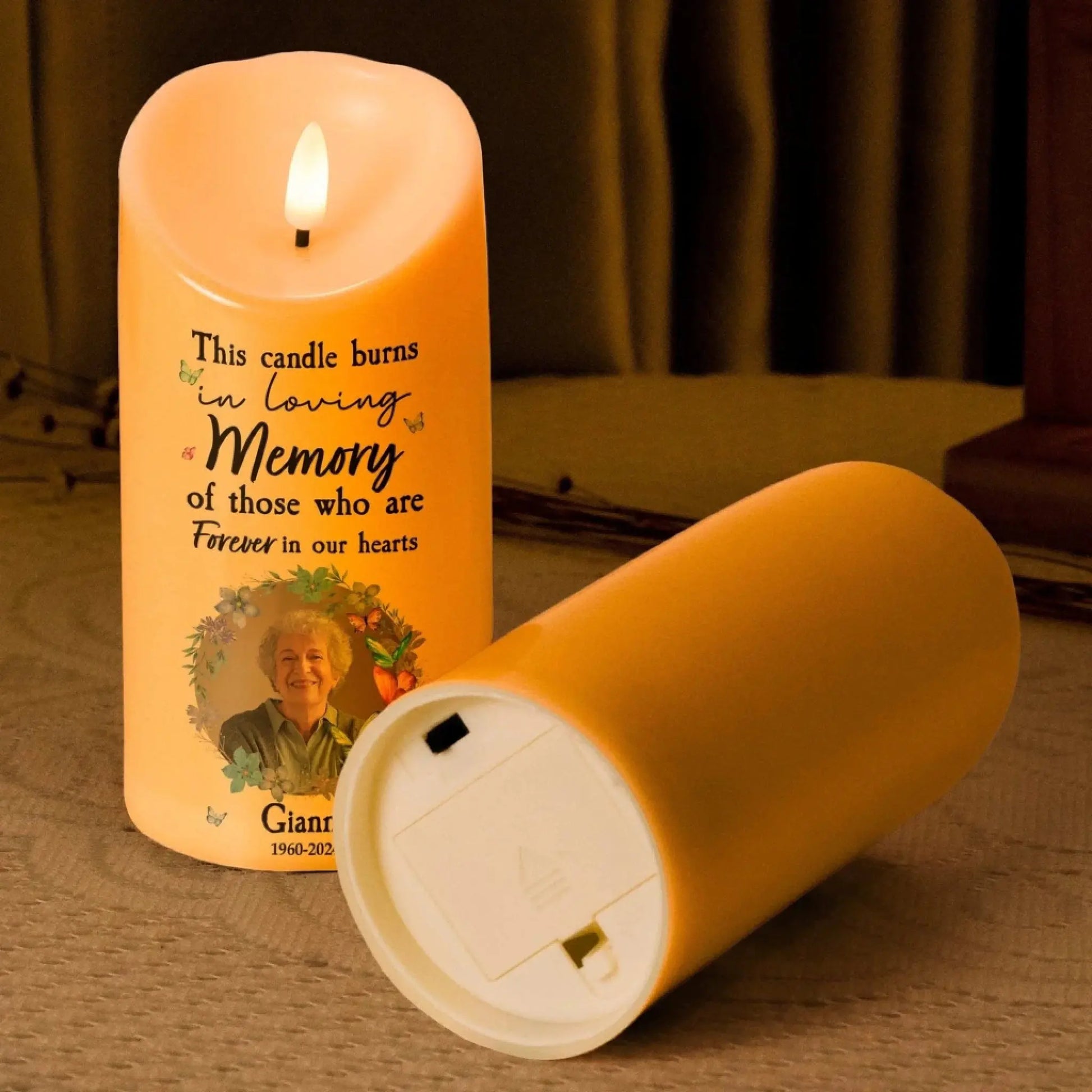 This Candle Burns In Loving Memory Of Those Forever In Our Hearts - Personalized Photo LED Candle - Gift for Grieving, Loss of Loved One  Ezcustomize