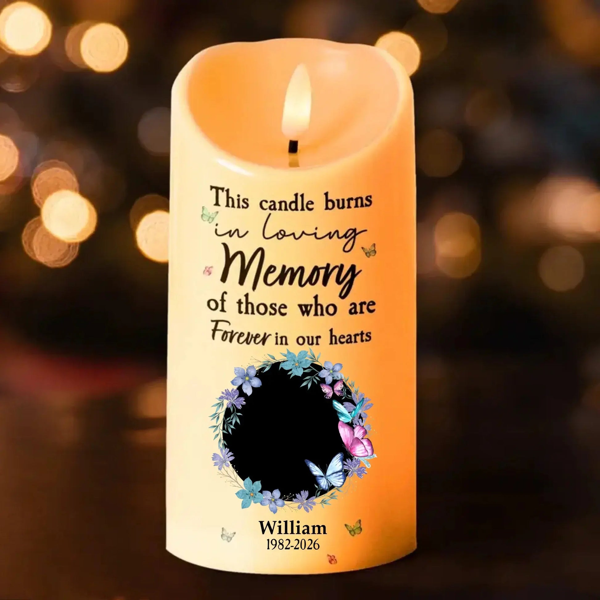 This Candle Burns In Loving Memory Of Those Forever In Our Hearts - Personalized Photo LED Candle - Gift for Grieving, Loss of Loved One  Ezcustomize