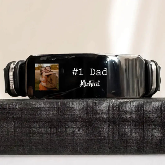 This Dad Is Loved By - Personalized Custom Photo Bracelet - Gift For Dad  Ezcustomize