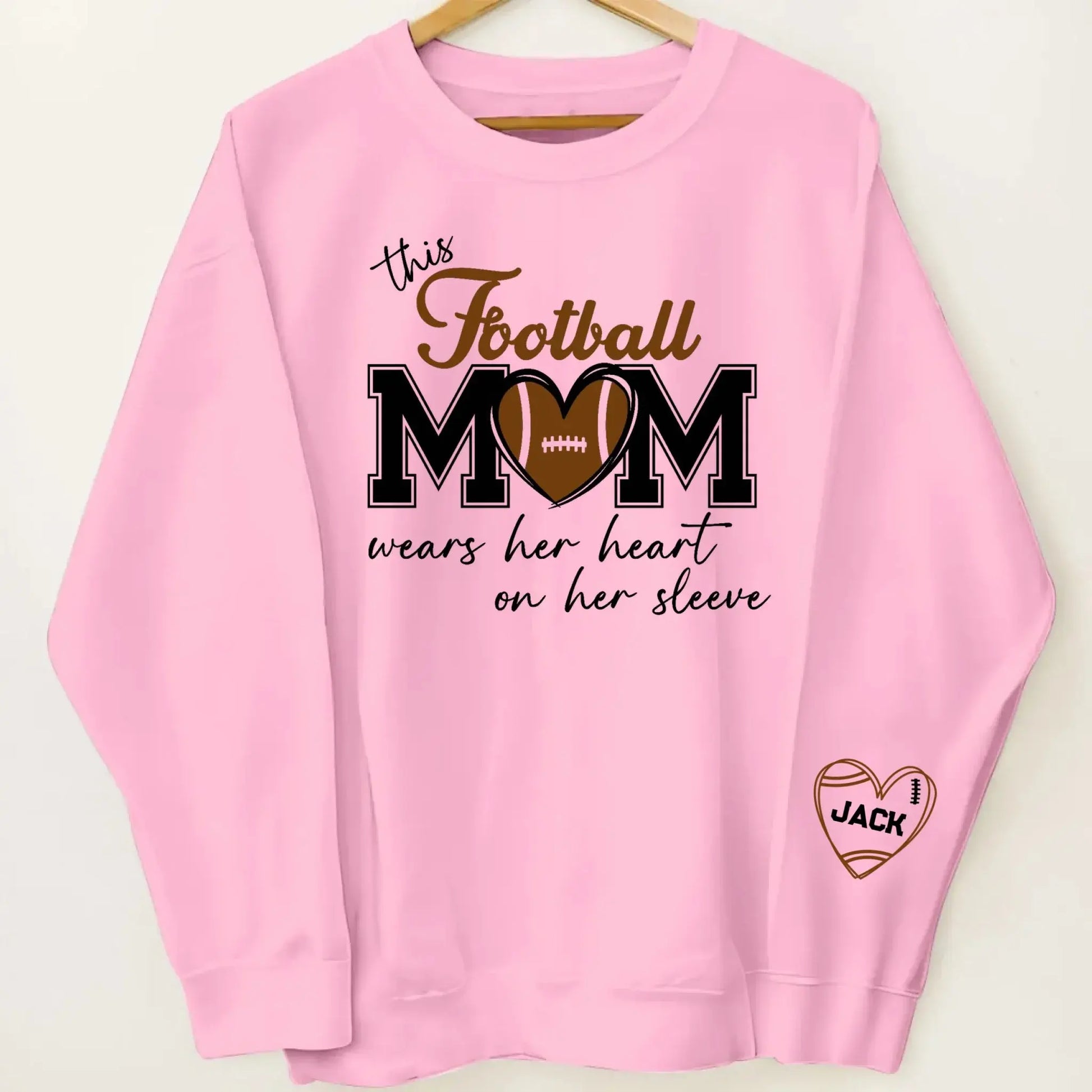 This Football Mom Wears Her Heart on Her Sleeve – Personalized Sweatshirt – Custom Game Day Outfit & Meaningful Gift for Sports Moms  Ezcustomize