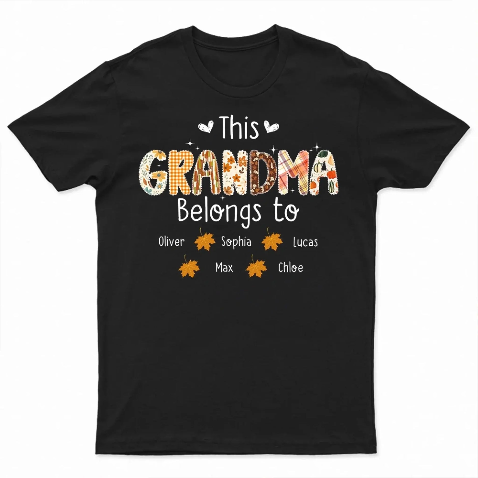 This Grandma Belongs To – Personalized Autumn Pattern Shirt – Custom Fall Season Outfit & Heartwarming Gift for Grandma, Nana, or Mimi  Ezcustomize