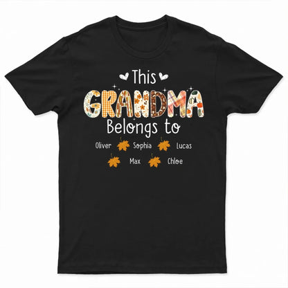 This Grandma Belongs To – Personalized Autumn Pattern Shirt – Custom Fall Season Outfit & Heartwarming Gift for Grandma, Nana, or Mimi  Ezcustomize