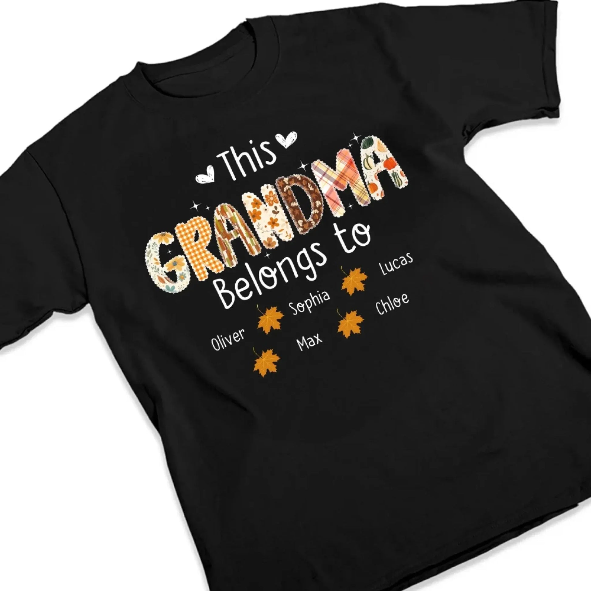 This Grandma Belongs To – Personalized Autumn Pattern Shirt – Custom Fall Season Outfit & Heartwarming Gift for Grandma, Nana, or Mimi  Ezcustomize