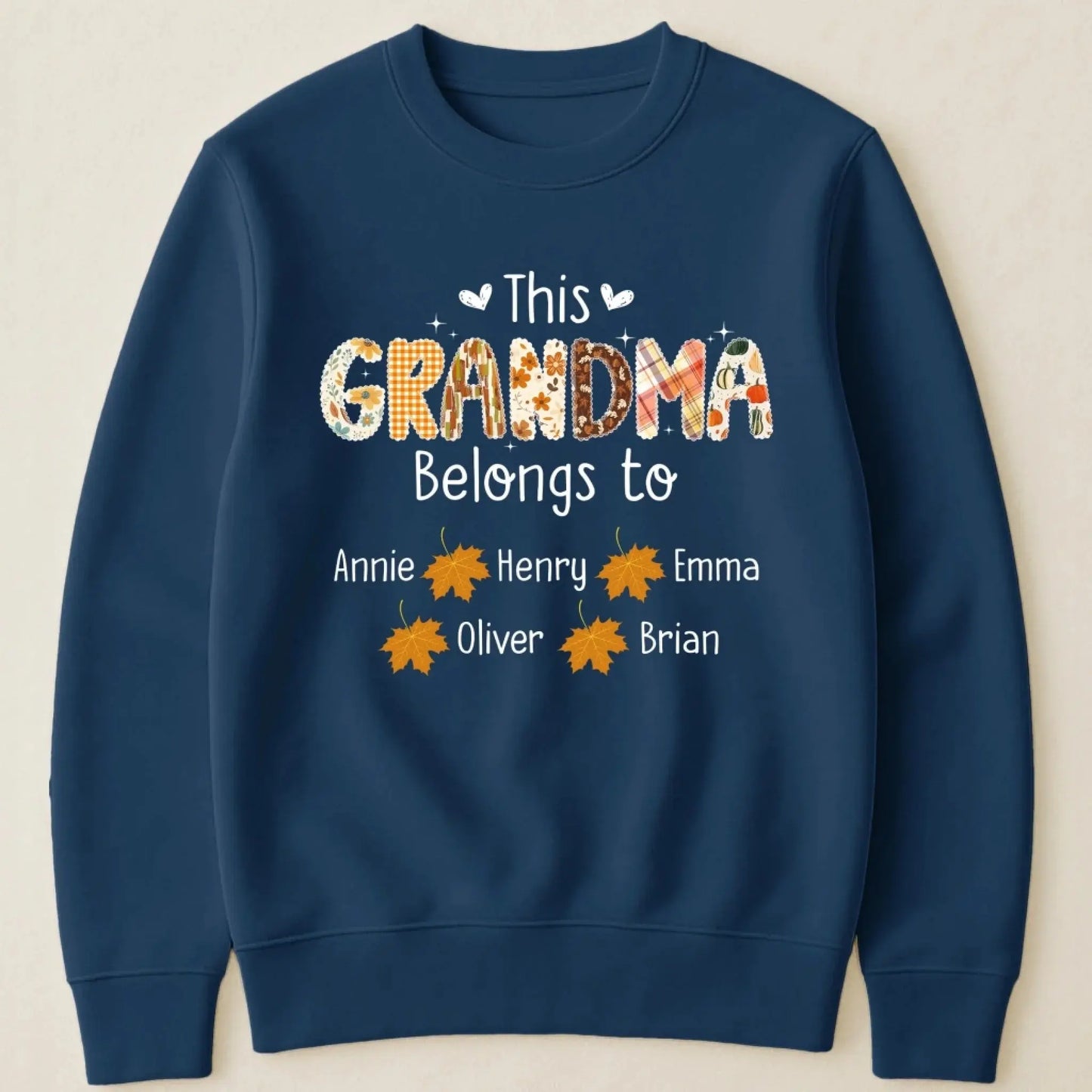 This Grandma Belongs To – Personalized Autumn Pattern Shirt – Custom Fall Season Outfit & Heartwarming Gift for Grandma, Nana, or Mimi  Ezcustomize