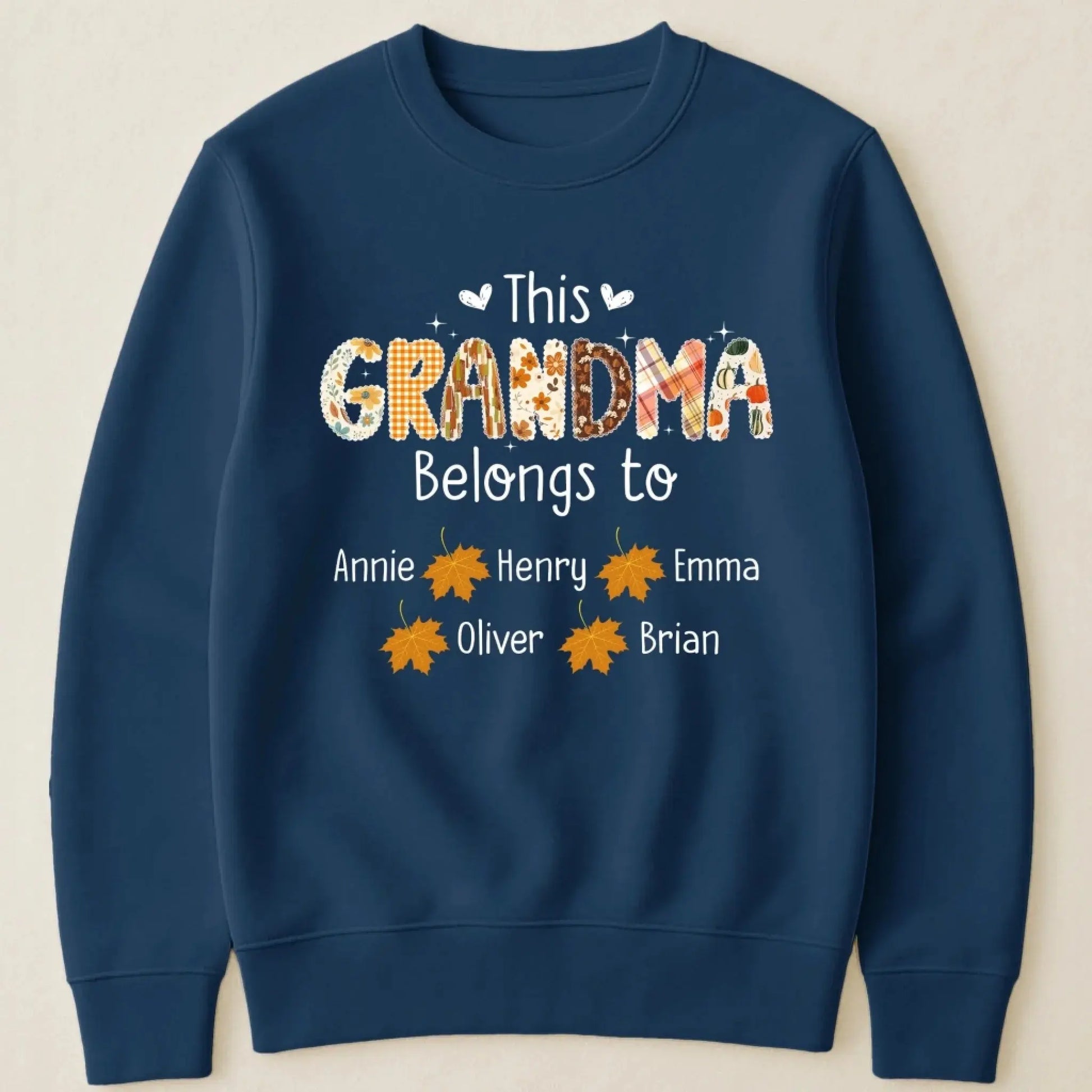 This Grandma Belongs To – Personalized Autumn Pattern Shirt – Custom Fall Season Outfit & Heartwarming Gift for Grandma, Nana, or Mimi  Ezcustomize