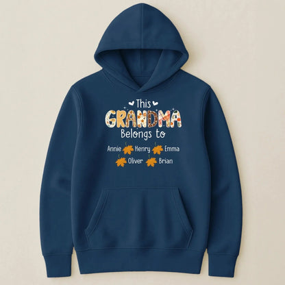 This Grandma Belongs To – Personalized Autumn Pattern Shirt – Custom Fall Season Outfit & Heartwarming Gift for Grandma, Nana, or Mimi  Ezcustomize