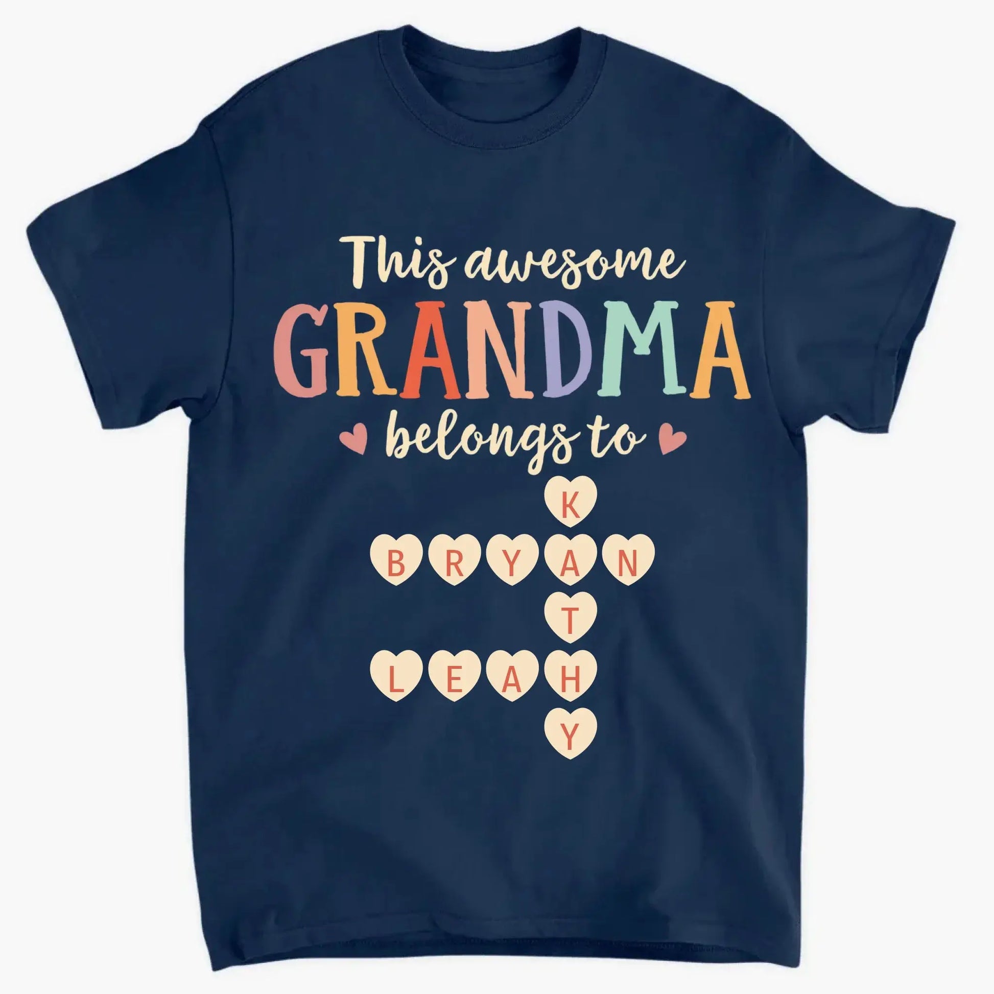 This Grandma Belongs To – Personalized Grandkids Heart Crossword Puzzle Shirt, Custom Gift for Loving Grandmothers  Ezcustomize