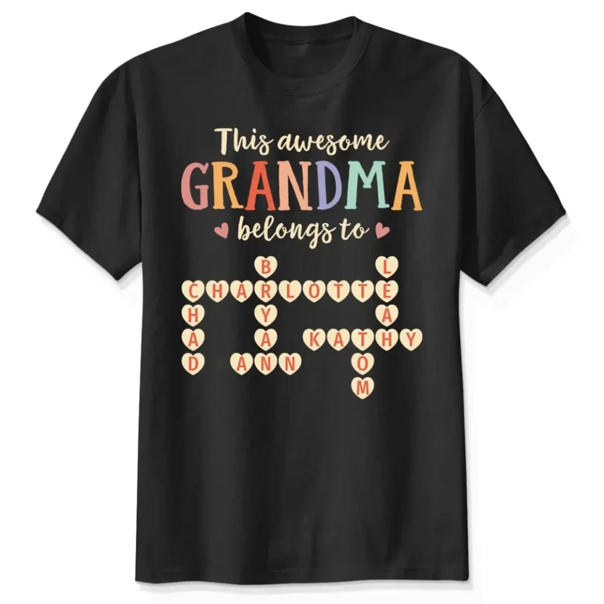 This Grandma Belongs To – Personalized Grandkids Heart Crossword Puzzle Shirt, Custom Gift for Loving Grandmothers  Ezcustomize