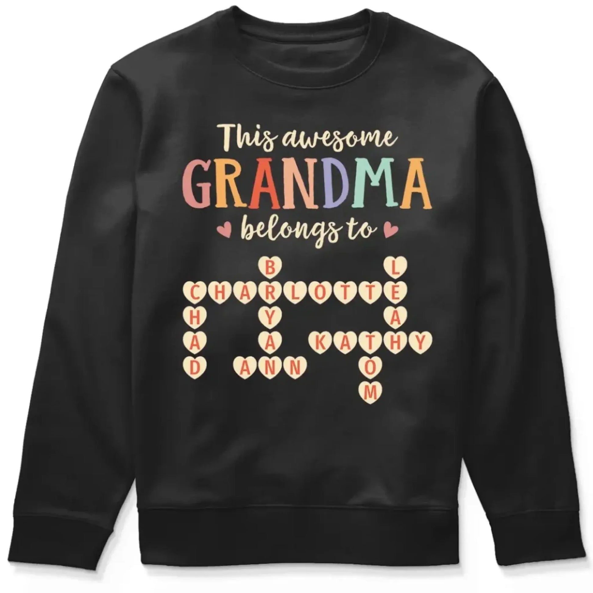 This Grandma Belongs To – Personalized Grandkids Heart Crossword Puzzle Shirt, Custom Gift for Loving Grandmothers  Ezcustomize