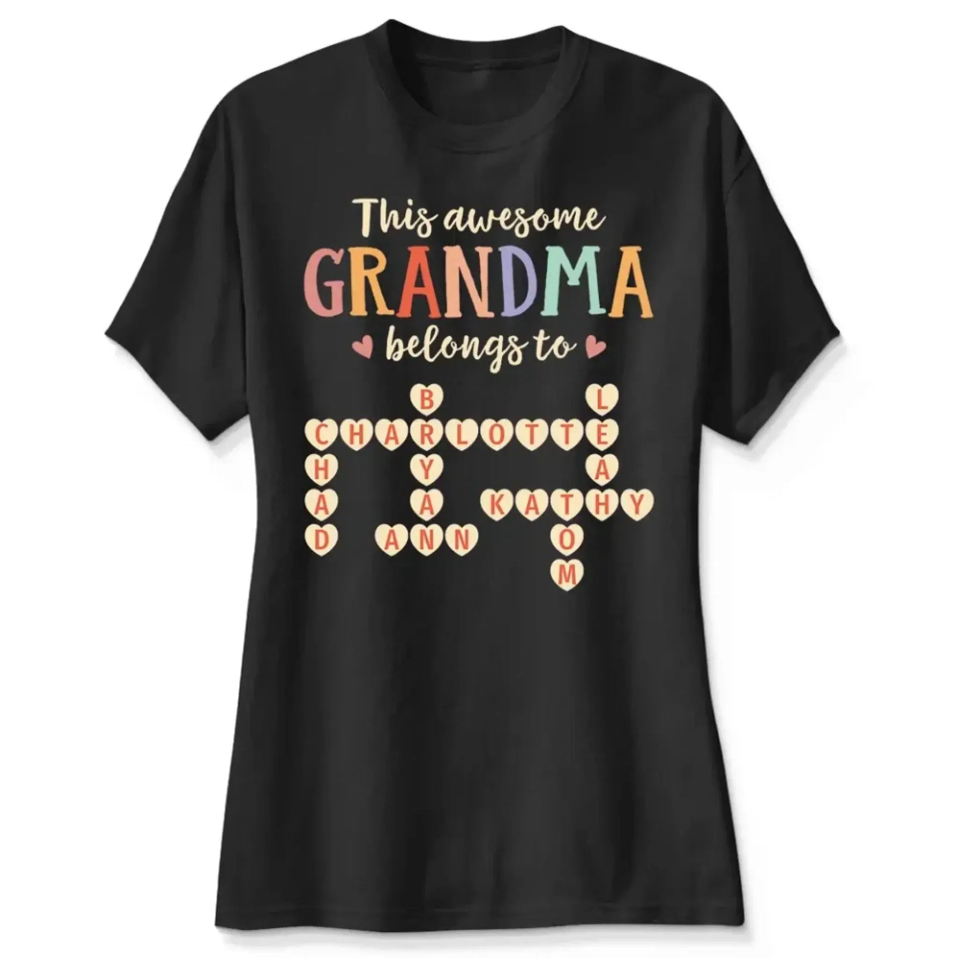 This Grandma Belongs To – Personalized Grandkids Heart Crossword Puzzle Shirt, Custom Gift for Loving Grandmothers  Ezcustomize