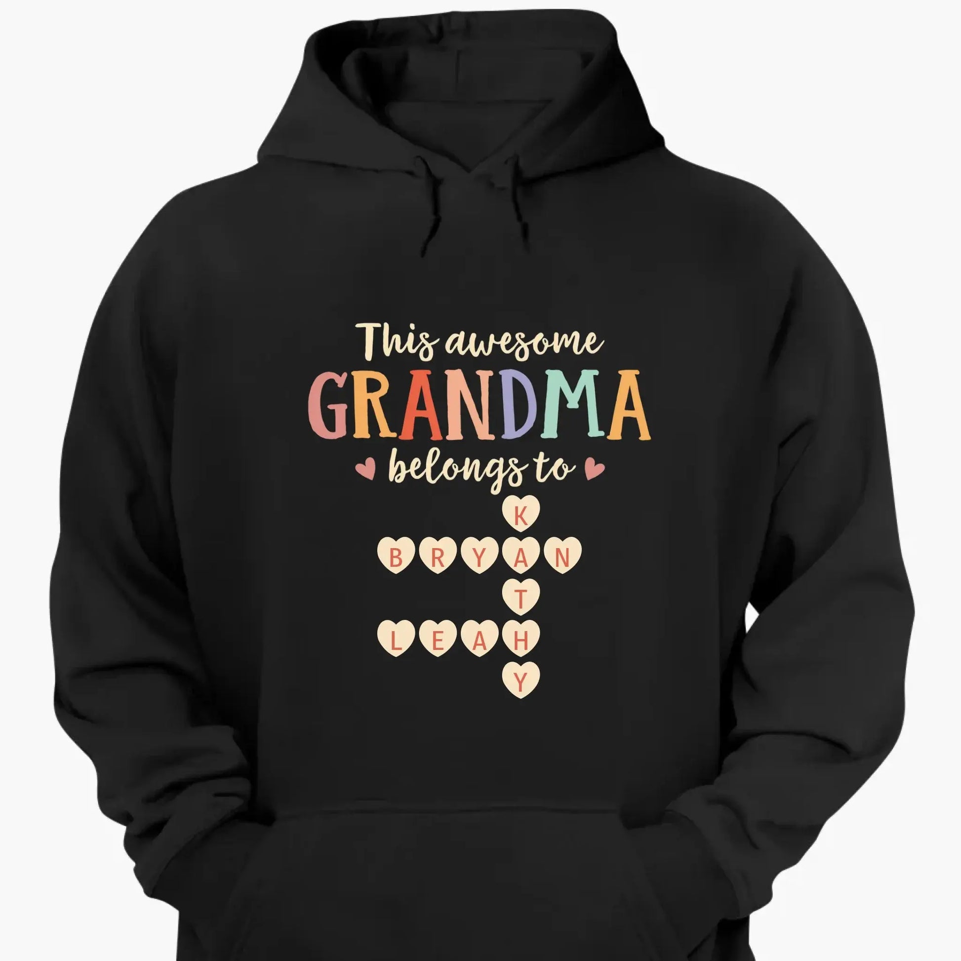 This Grandma Belongs To – Personalized Grandkids Heart Crossword Puzzle Shirt, Custom Gift for Loving Grandmothers  Ezcustomize