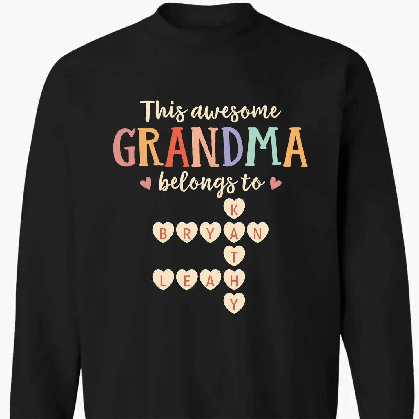This Grandma Belongs To – Personalized Grandkids Heart Crossword Puzzle Shirt, Custom Gift for Loving Grandmothers  Ezcustomize