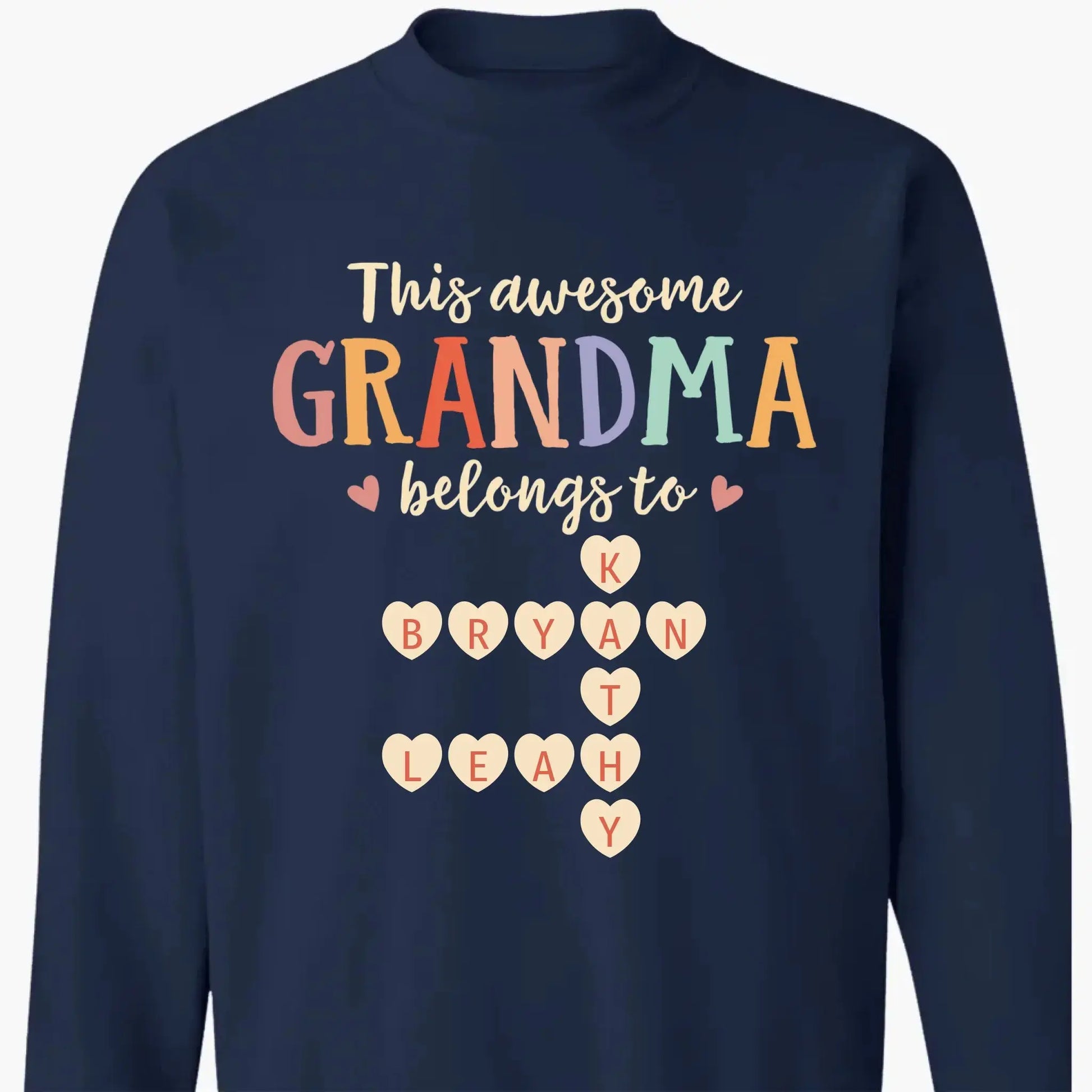 This Grandma Belongs To – Personalized Grandkids Heart Crossword Puzzle Shirt, Custom Gift for Loving Grandmothers  Ezcustomize