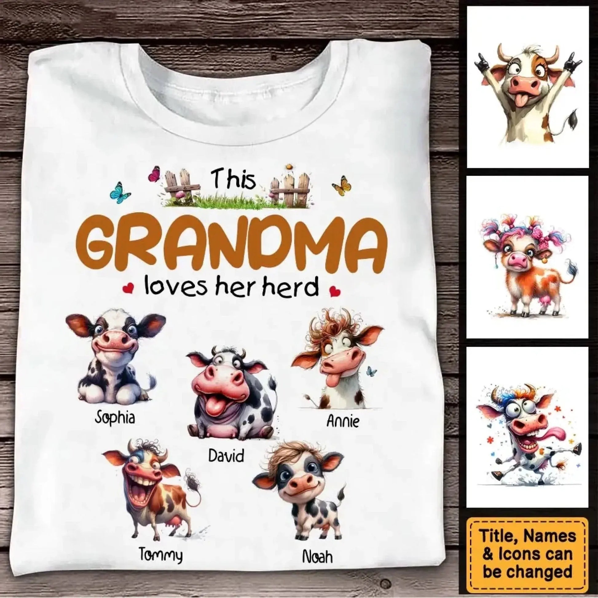 This Grandma Loves Her Herd – Personalized Custom T-Shirt – Thoughtful Gift for Grandma & Grandparents  Ezcustomize