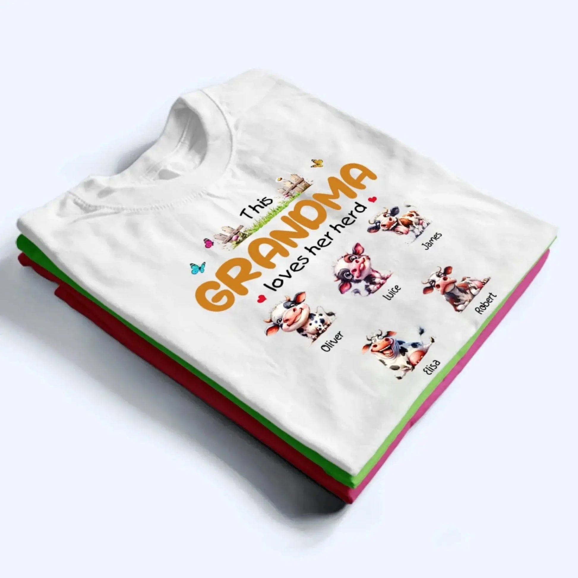 This Grandma Loves Her Herd – Personalized Custom T-Shirt – Thoughtful Gift for Grandma & Grandparents  Ezcustomize