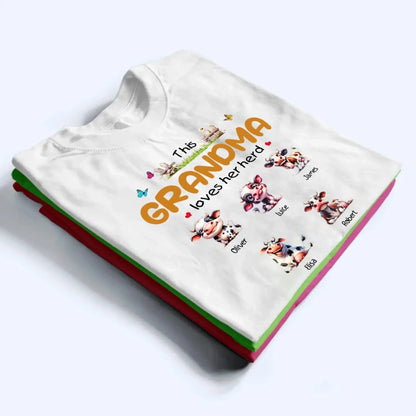 This Grandma Loves Her Herd – Personalized Custom T-Shirt – Thoughtful Gift for Grandma & Grandparents  Ezcustomize