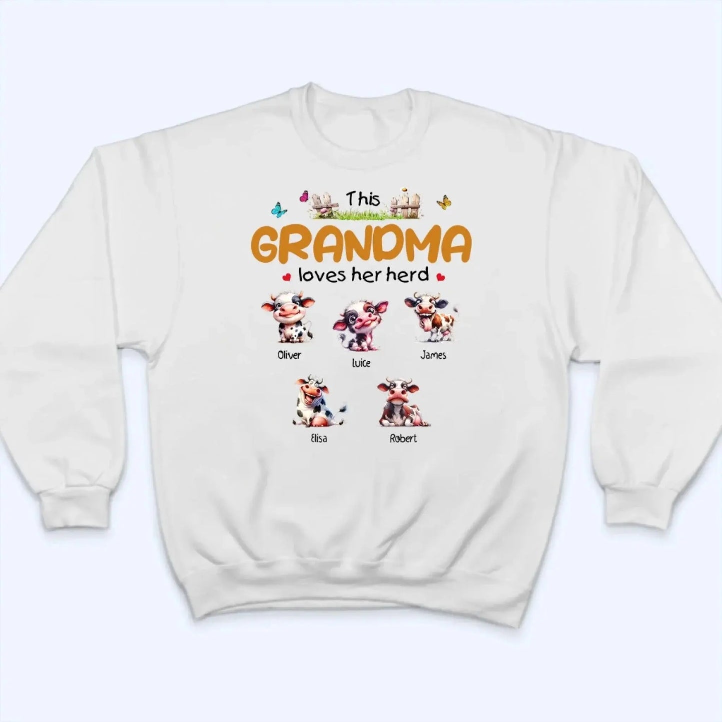 This Grandma Loves Her Herd – Personalized Custom T-Shirt – Thoughtful Gift for Grandma & Grandparents  Ezcustomize