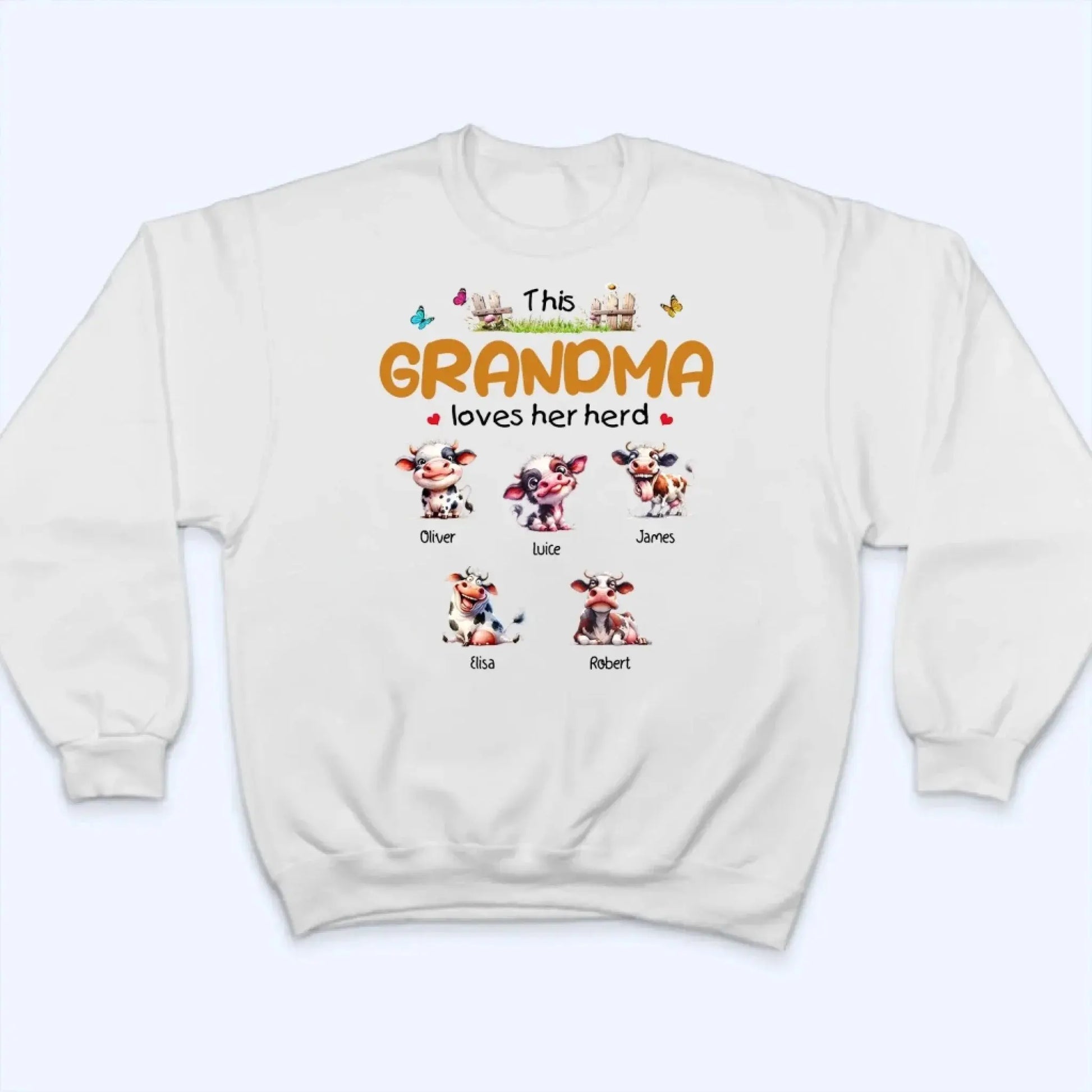 This Grandma Loves Her Herd – Personalized Custom T-Shirt – Thoughtful Gift for Grandma & Grandparents  Ezcustomize