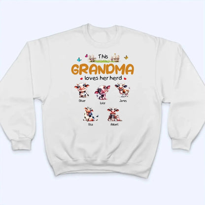This Grandma Loves Her Herd – Personalized Custom T-Shirt – Thoughtful Gift for Grandma & Grandparents  Ezcustomize