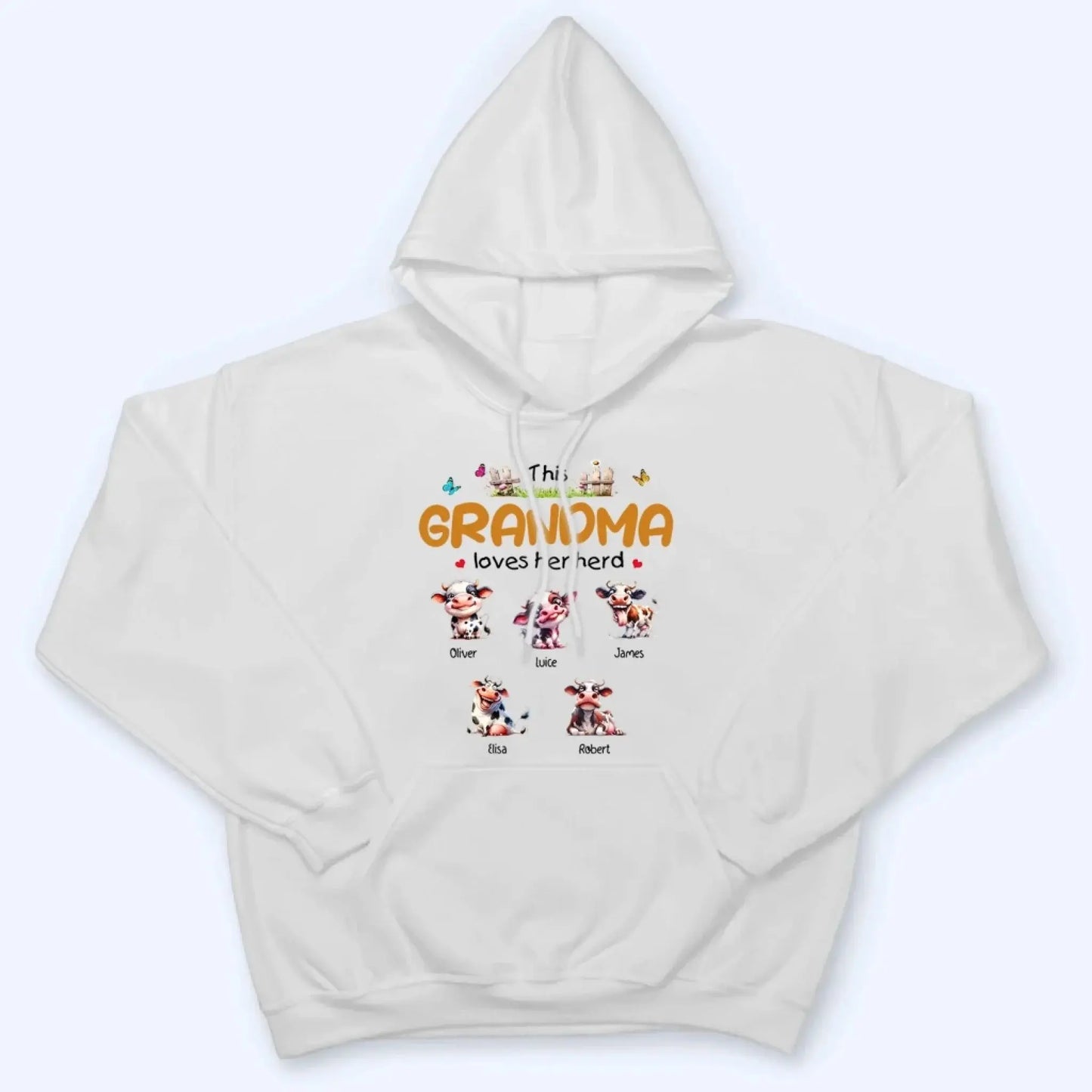 This Grandma Loves Her Herd – Personalized Custom T-Shirt – Thoughtful Gift for Grandma & Grandparents  Ezcustomize