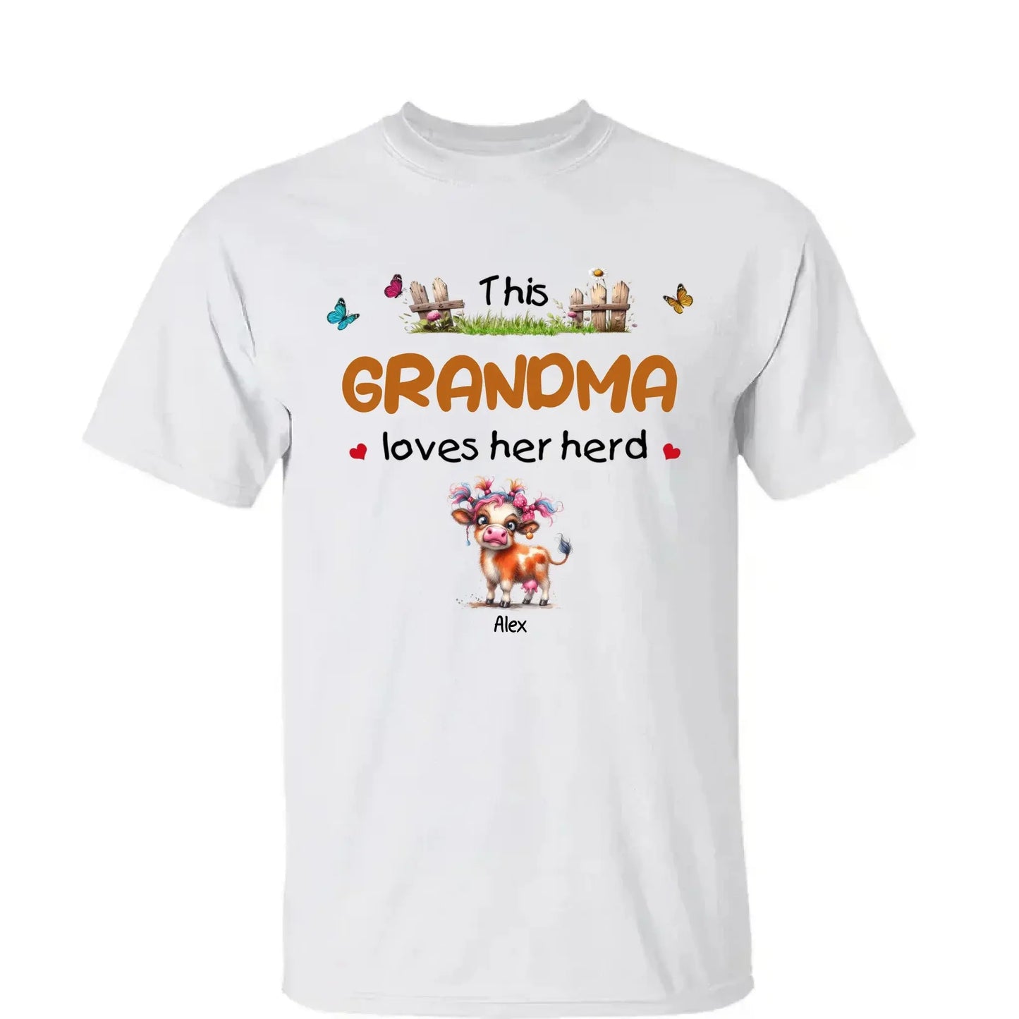 This Grandma Loves Her Herd – Personalized Custom T-Shirt – Thoughtful Gift for Grandma & Grandparents  Ezcustomize