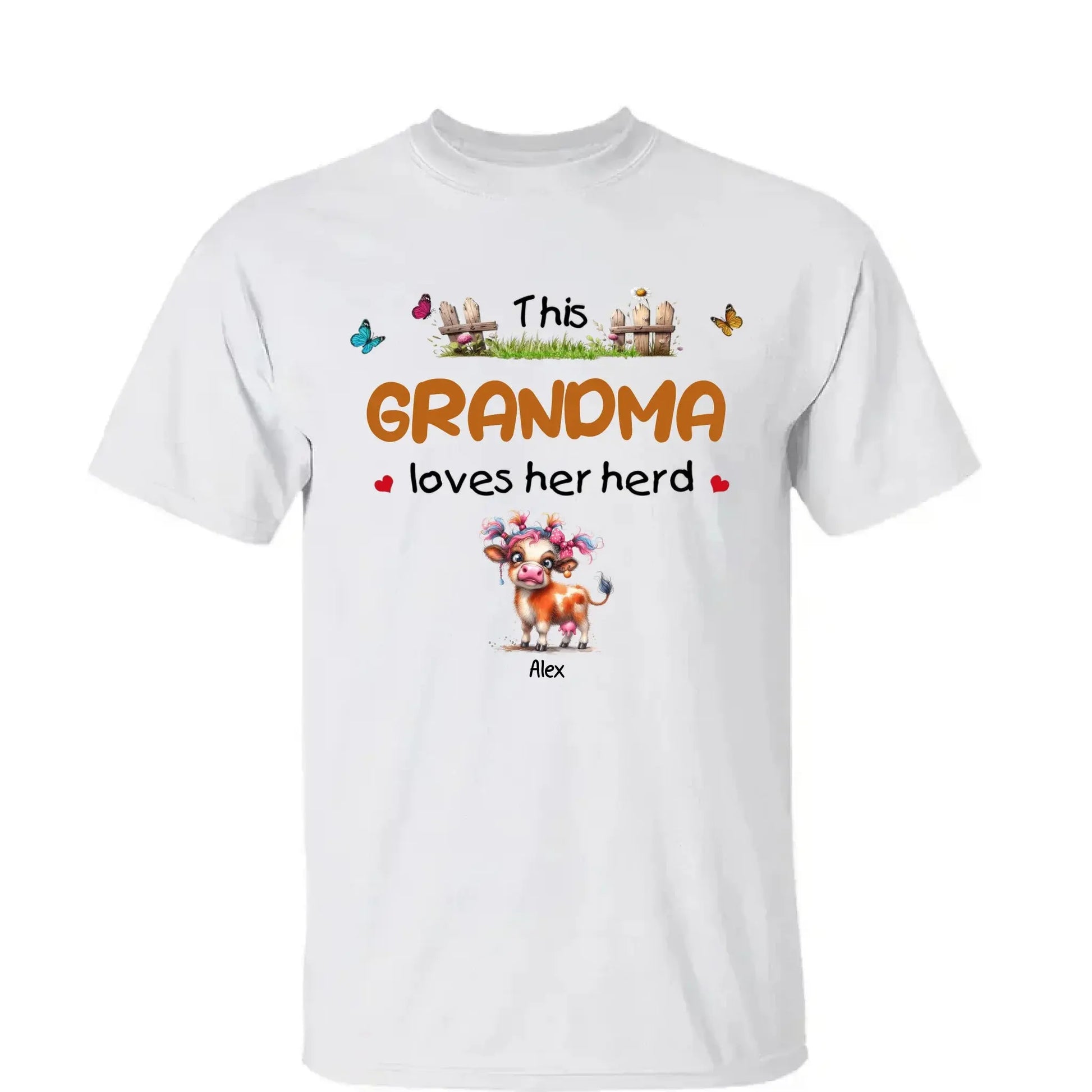 This Grandma Loves Her Herd – Personalized Custom T-Shirt – Thoughtful Gift for Grandma & Grandparents  Ezcustomize