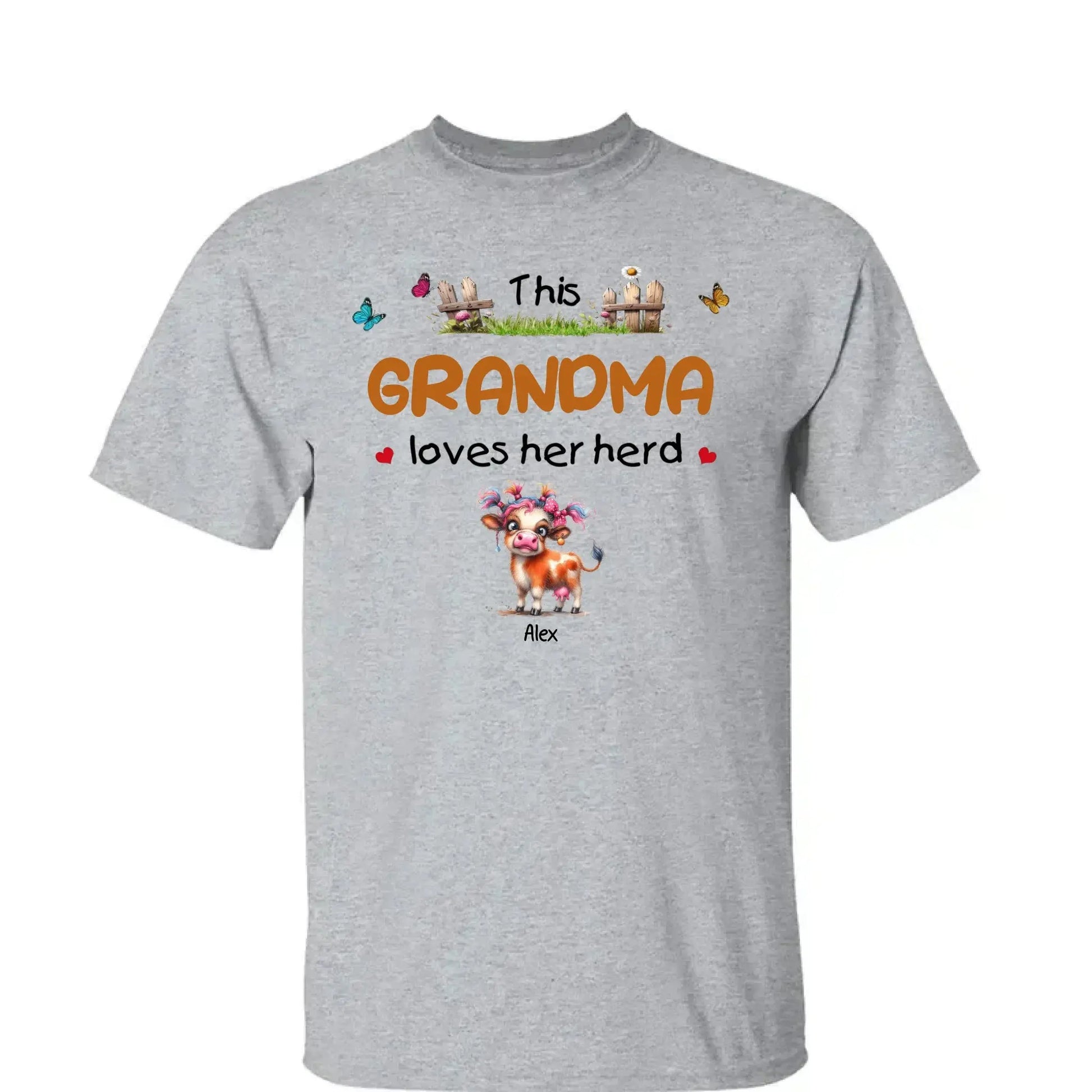 This Grandma Loves Her Herd – Personalized Custom T-Shirt – Thoughtful Gift for Grandma & Grandparents  Ezcustomize