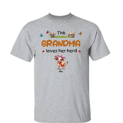 This Grandma Loves Her Herd – Personalized Custom T-Shirt – Thoughtful Gift for Grandma & Grandparents  Ezcustomize