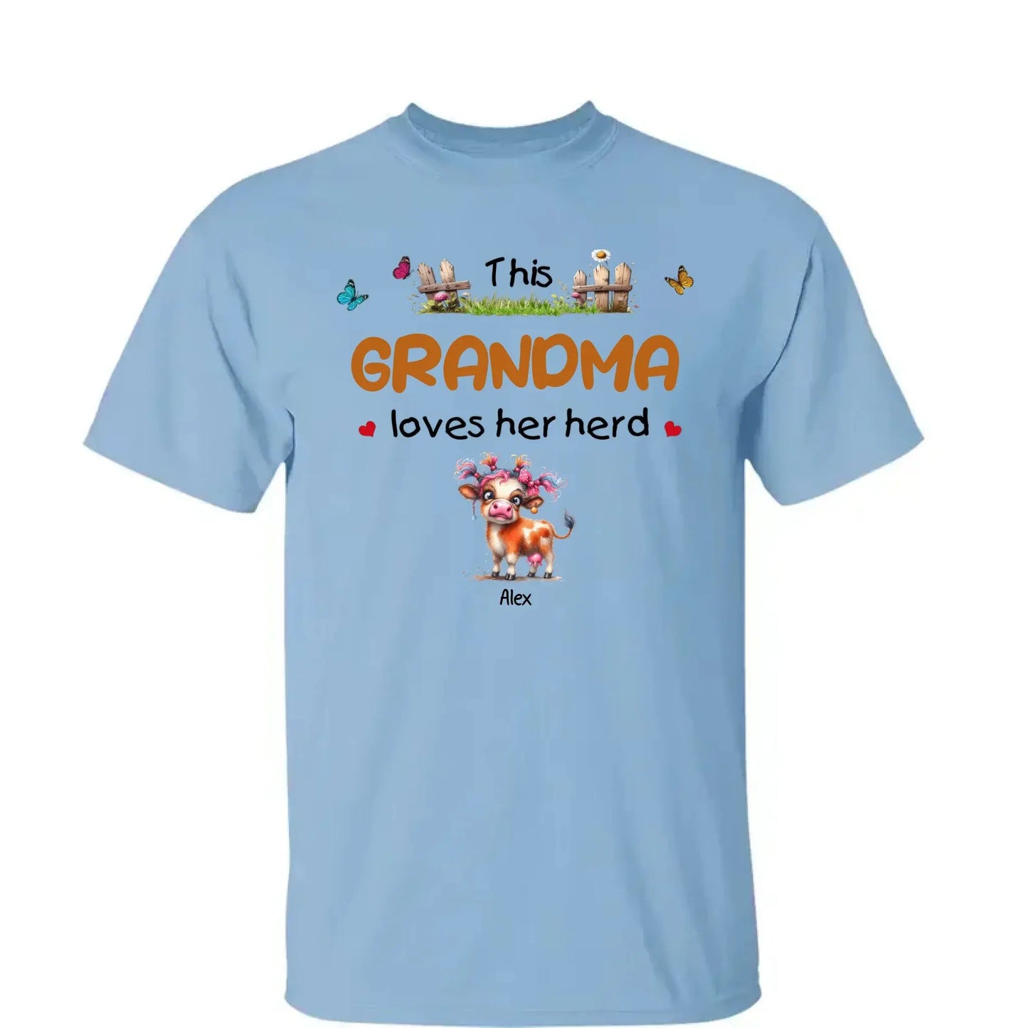 This Grandma Loves Her Herd – Personalized Custom T-Shirt – Thoughtful Gift for Grandma & Grandparents  Ezcustomize