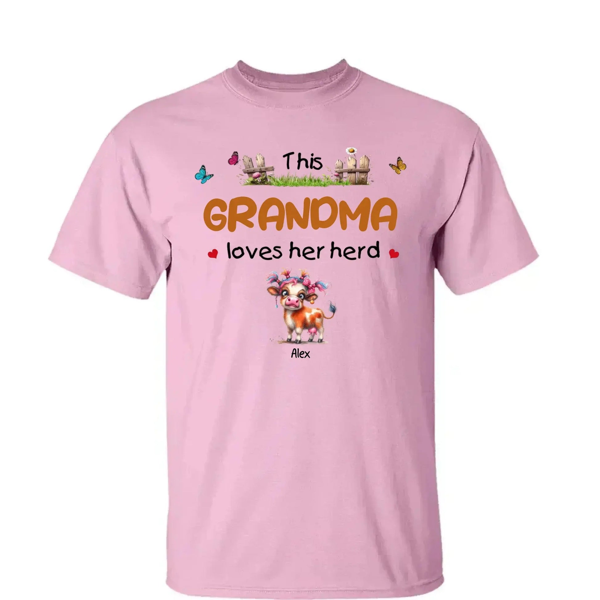 This Grandma Loves Her Herd – Personalized Custom T-Shirt – Thoughtful Gift for Grandma & Grandparents  Ezcustomize