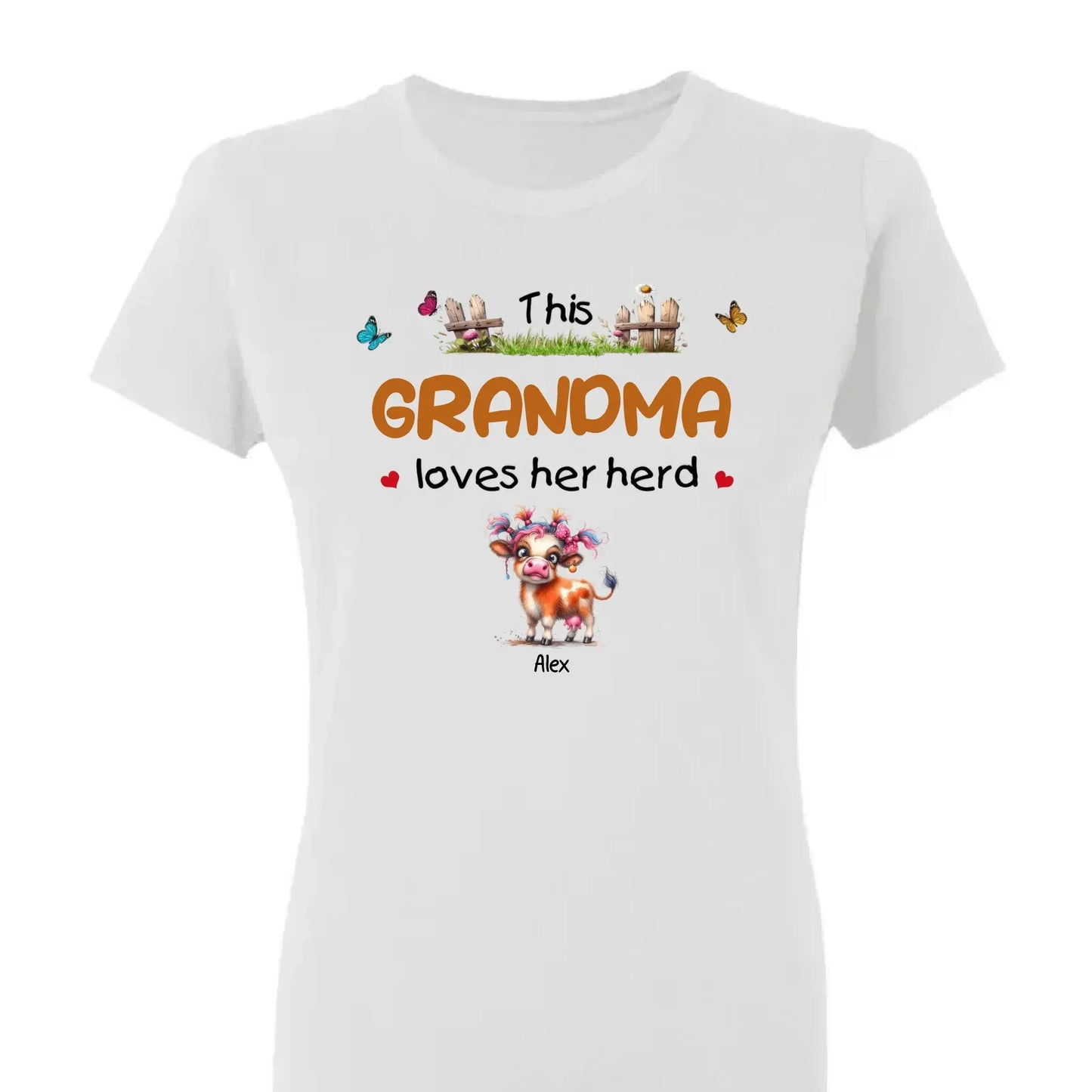 This Grandma Loves Her Herd – Personalized Custom T-Shirt – Thoughtful Gift for Grandma & Grandparents  Ezcustomize