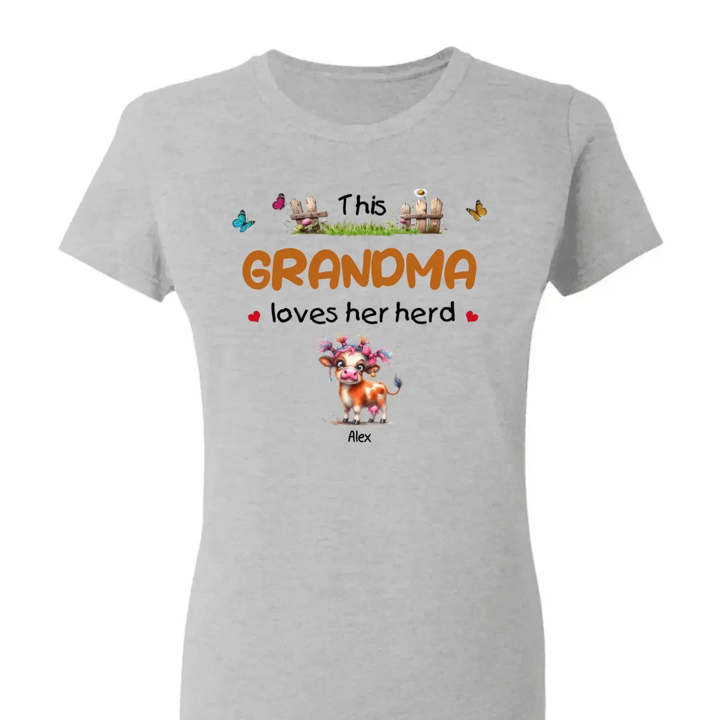 This Grandma Loves Her Herd – Personalized Custom T-Shirt – Thoughtful Gift for Grandma & Grandparents  Ezcustomize