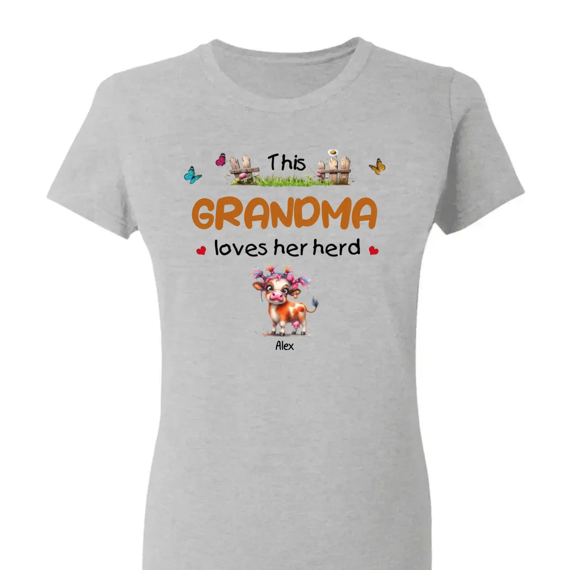 This Grandma Loves Her Herd – Personalized Custom T-Shirt – Thoughtful Gift for Grandma & Grandparents  Ezcustomize