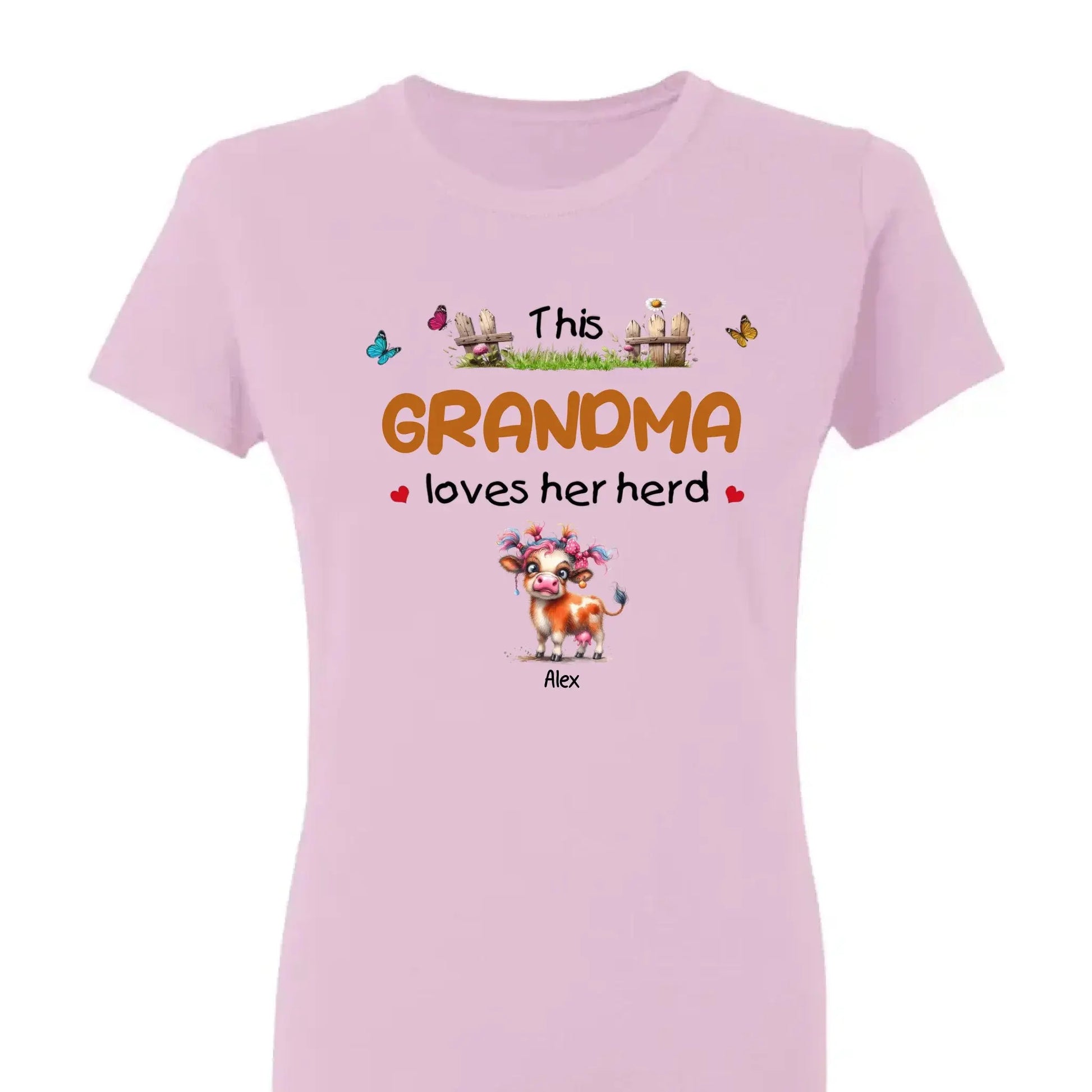 This Grandma Loves Her Herd – Personalized Custom T-Shirt – Thoughtful Gift for Grandma & Grandparents  Ezcustomize