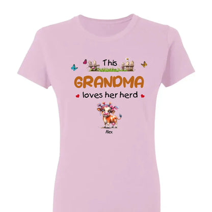 This Grandma Loves Her Herd – Personalized Custom T-Shirt – Thoughtful Gift for Grandma & Grandparents  Ezcustomize