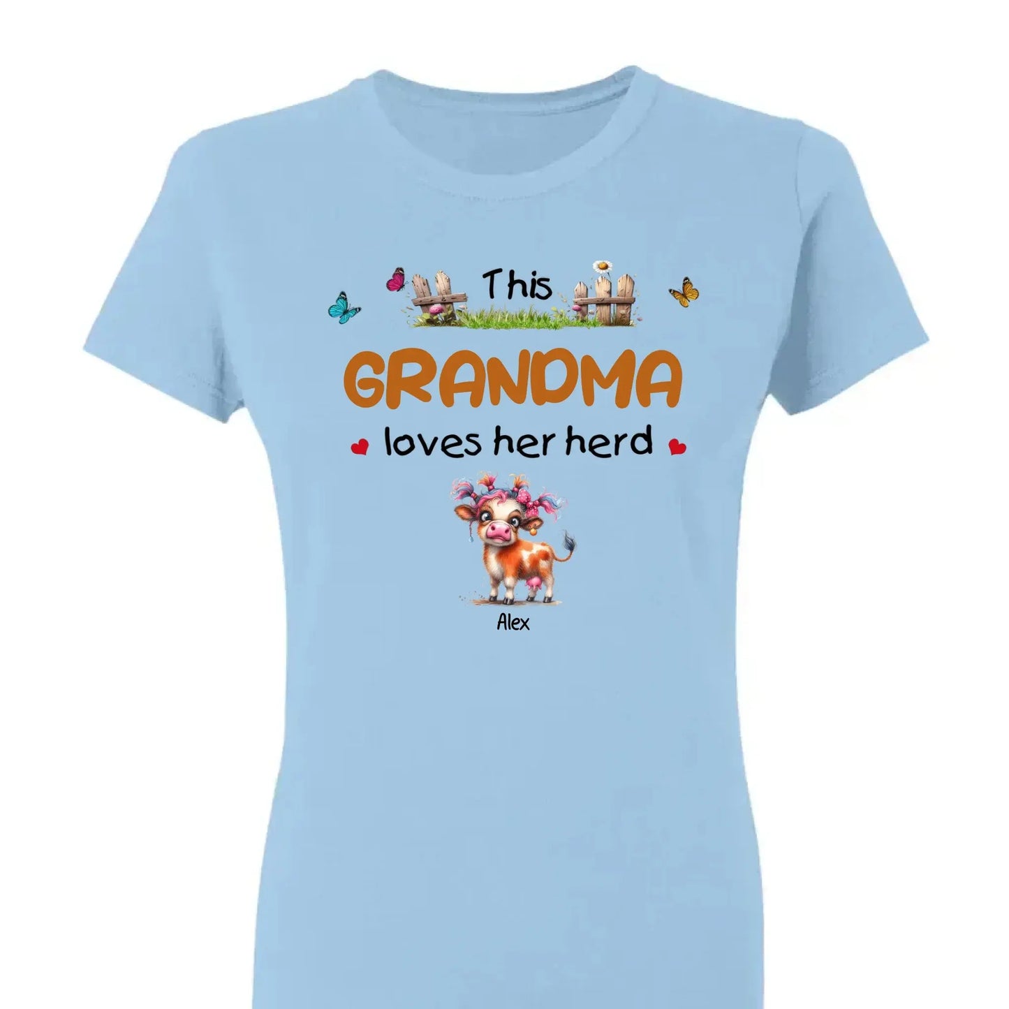 This Grandma Loves Her Herd – Personalized Custom T-Shirt – Thoughtful Gift for Grandma & Grandparents  Ezcustomize