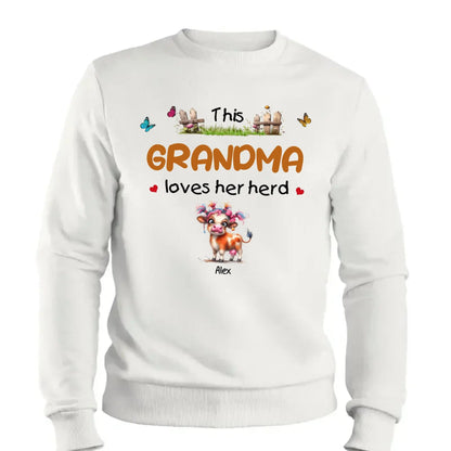 This Grandma Loves Her Herd – Personalized Custom T-Shirt – Thoughtful Gift for Grandma & Grandparents  Ezcustomize