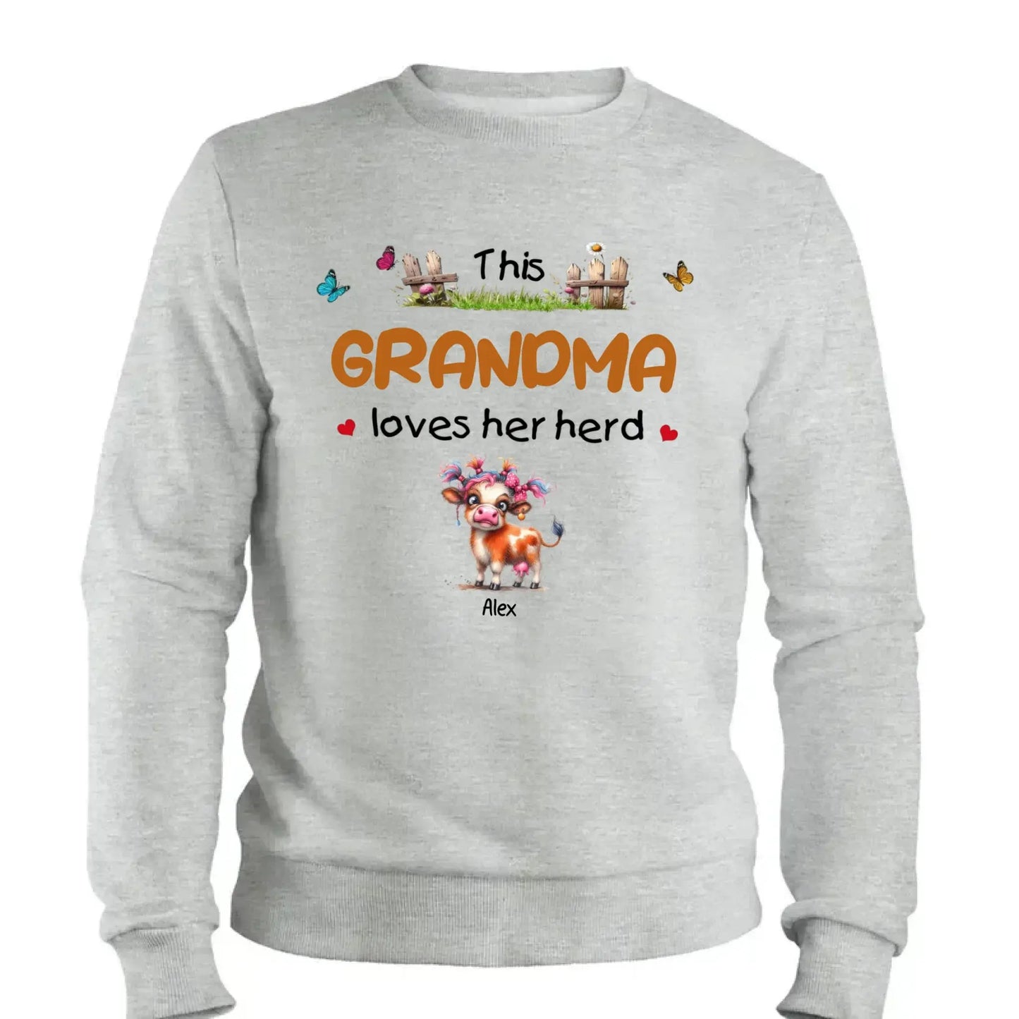 This Grandma Loves Her Herd – Personalized Custom T-Shirt – Thoughtful Gift for Grandma & Grandparents  Ezcustomize