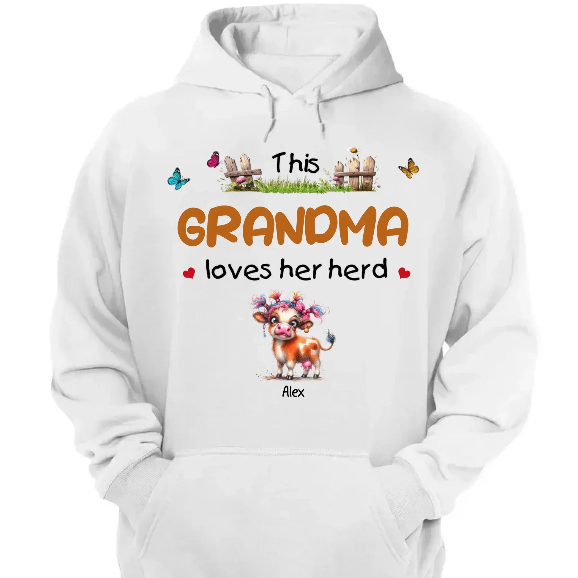 This Grandma Loves Her Herd – Personalized Custom T-Shirt – Thoughtful Gift for Grandma & Grandparents  Ezcustomize