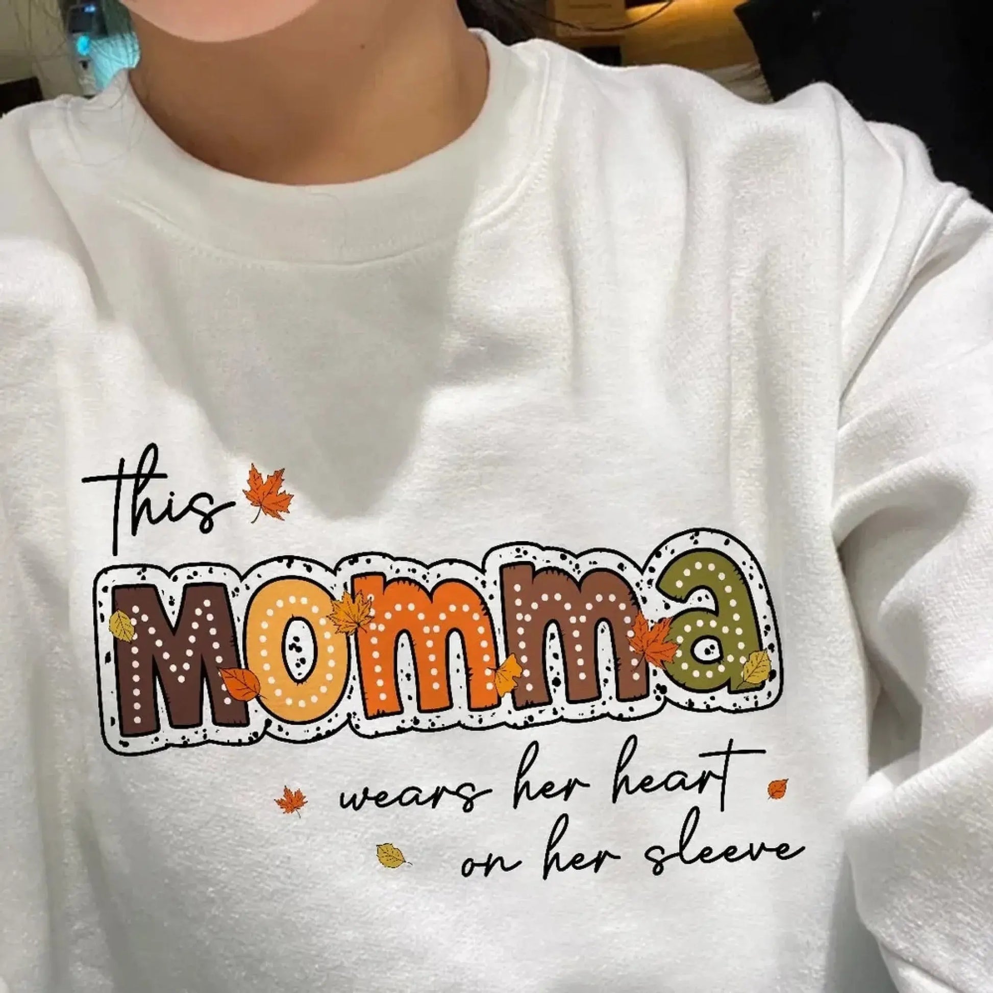 This Grandma Wears Her Heart on Her Sleeve – Personalized Sleeve Print Sweatshirt – Fall Season Gift for Grandma/Mama  Ezcustomize